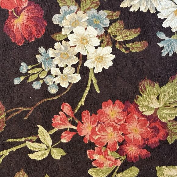 Richloom Floral Fabric 2 Yards / Pc Tapestry Upholstery Vintage Brown White Pink - Picture 12 of 15